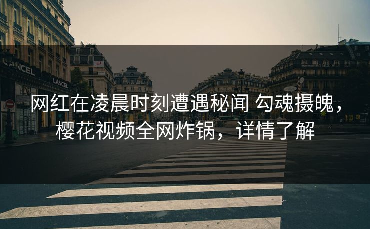 网红在凌晨时刻遭遇秘闻 勾魂摄魄，樱花视频全网炸锅，详情了解